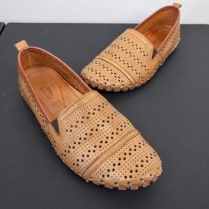 Spring Step Shoes Womens EU37 US 6.5-7 Brown Freida Boho Leather Cut Out Slip On